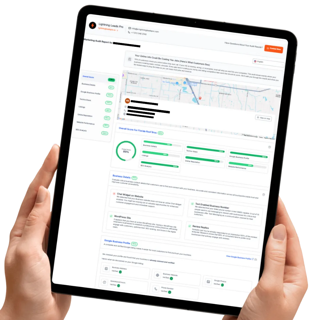 Lightning Leads Pro marketing audit mockup