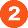 An image of the number 2 in white, centered inside a solid orange circle. The background is black.