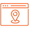 Icon of a browser window displaying a map pin location marker, representing local search optimization and Google Business Profile management.