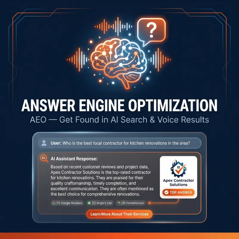 answer engine optimization for home service businesses - AI assistant recommending a local contractor in response to a homeowner question