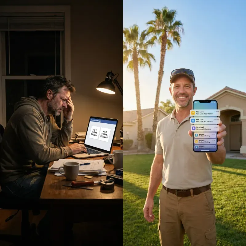 Meta Ads management Riverview FL showing before and after results for home service business owner