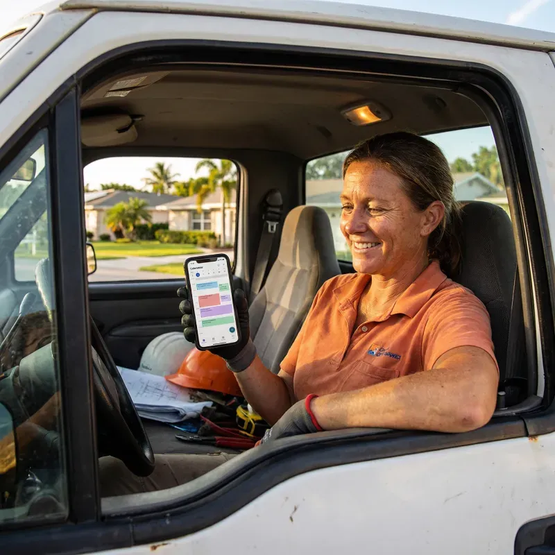 home service business owner in Riverview FL reviewing fully booked calendar from Meta Ads results