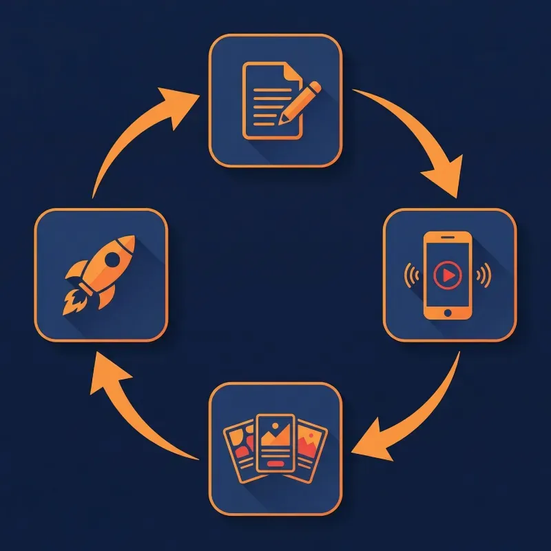 Meta Ads management process for Riverview businesses showing scripting filming assembly and launch