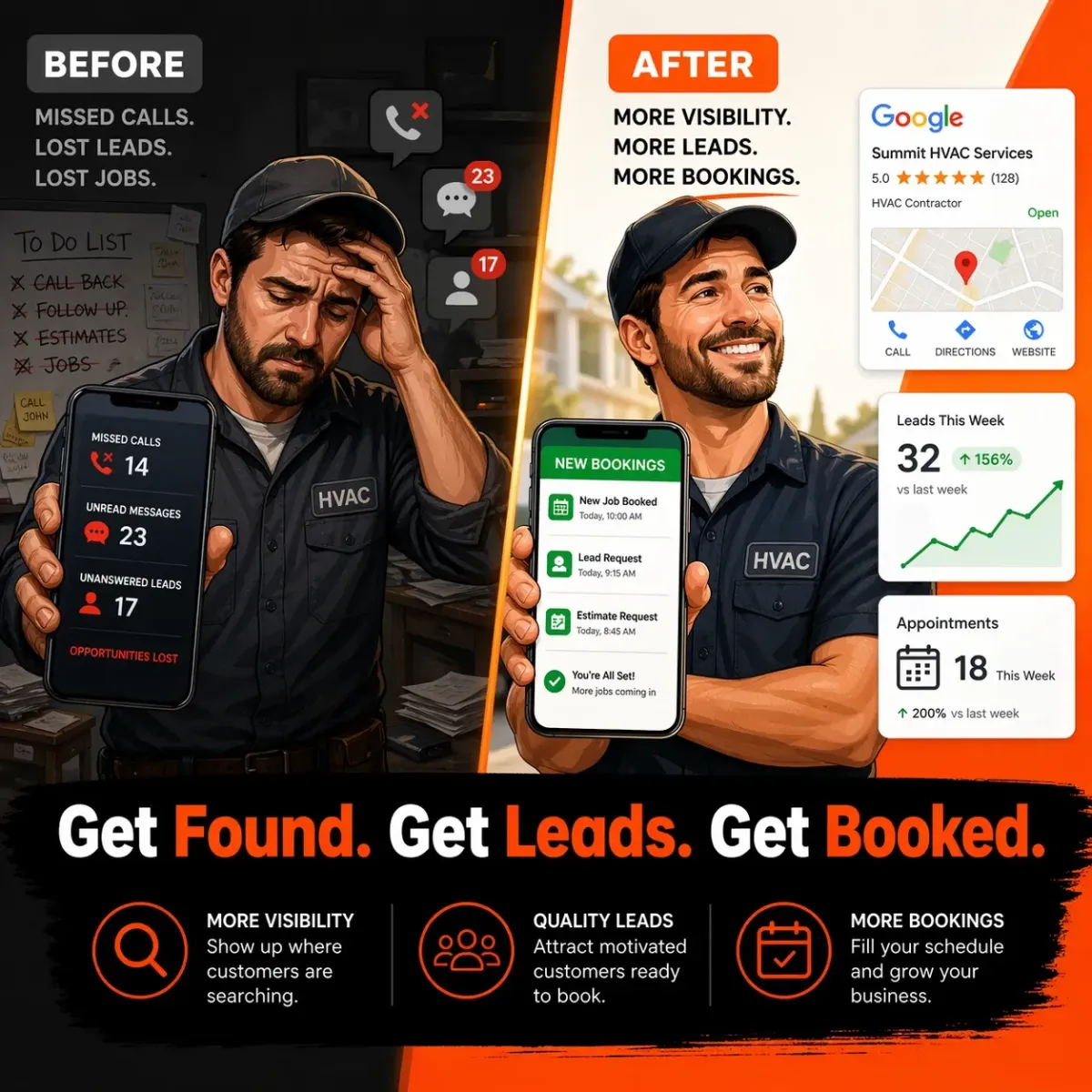 home service marketing tips for HVAC plumbing and roofing contractors