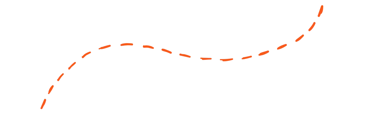 Right to Left Curved Orange Dotted Line