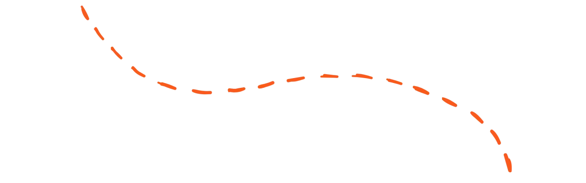 Left to Right Curved Orange Dotted Line
