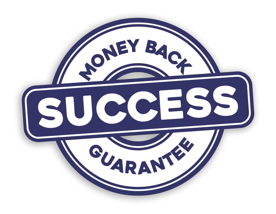 success of money back guarantee stamp logo