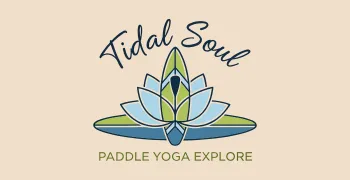 tidal soul logo on a tan background that says paddle yoga explore