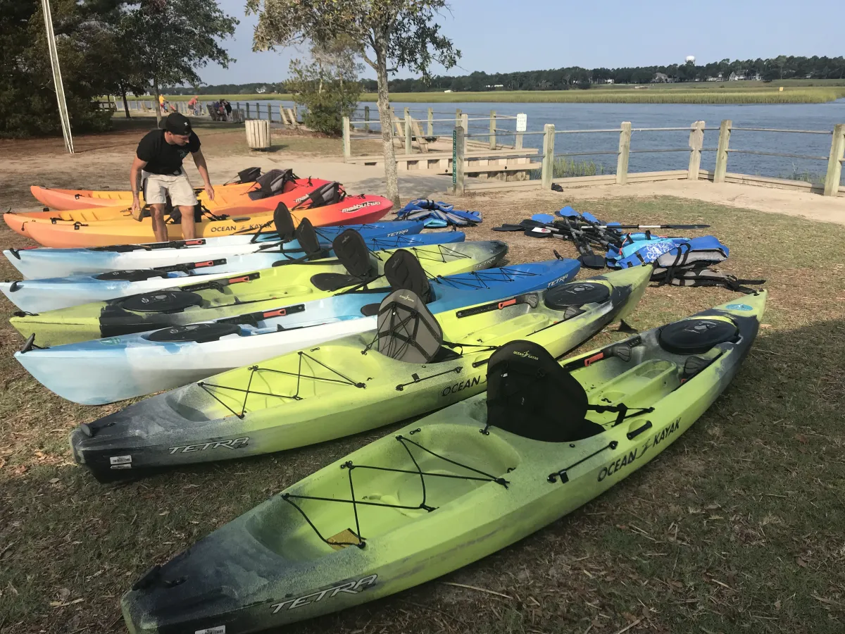 kayaks on the beach