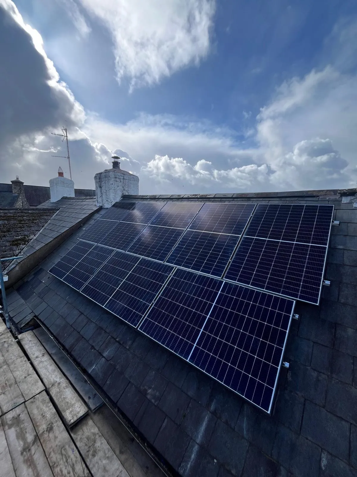 New fitted solar panels on the roof of a house in Pontypool