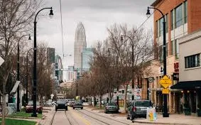 Cedar deck with traditional railing behind Dilworth home in Charlotte