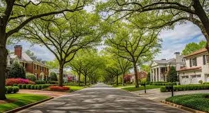 Large wood deck under trees in Hope Valley, Durham