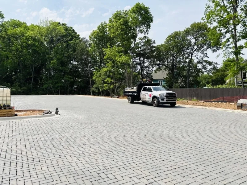 driveway pavers in front of garage