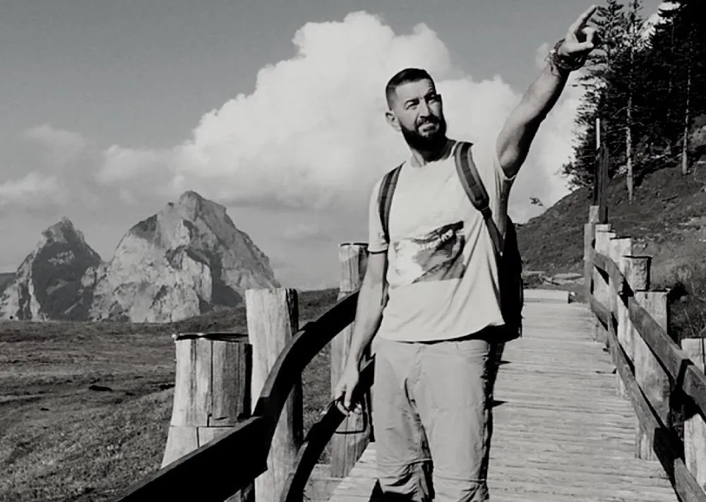 Christopher Markakis Hiking in Swiss Alps
