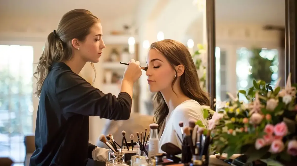 Woman wearing a diamond necklace and ring