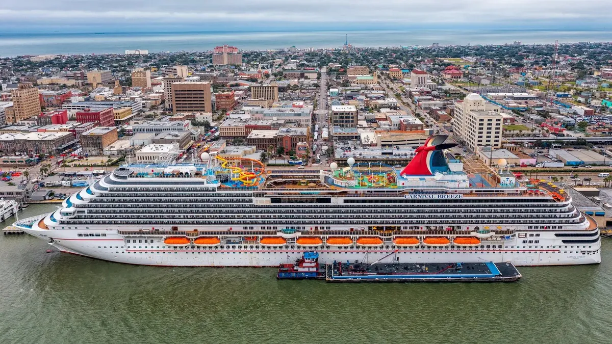 Carnival ship docked at the Galveston cruise terminal