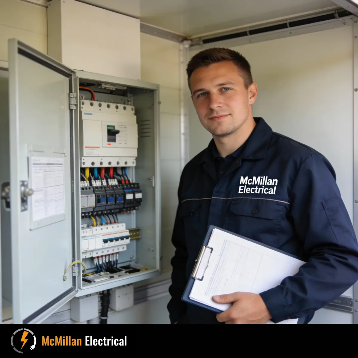 McMillan Electrical engineer checking a consumer unit to diagnose tripping RCDs and electrical faults in Haywards Heath