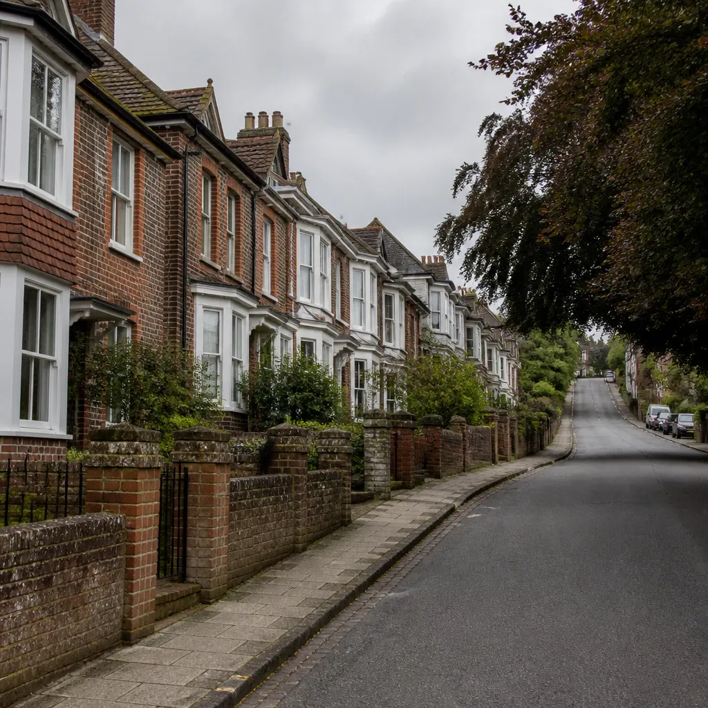 Residential street of period homes in Crowborough, East Sussex, where McMillan Electrical carry out consumer unit upgrades