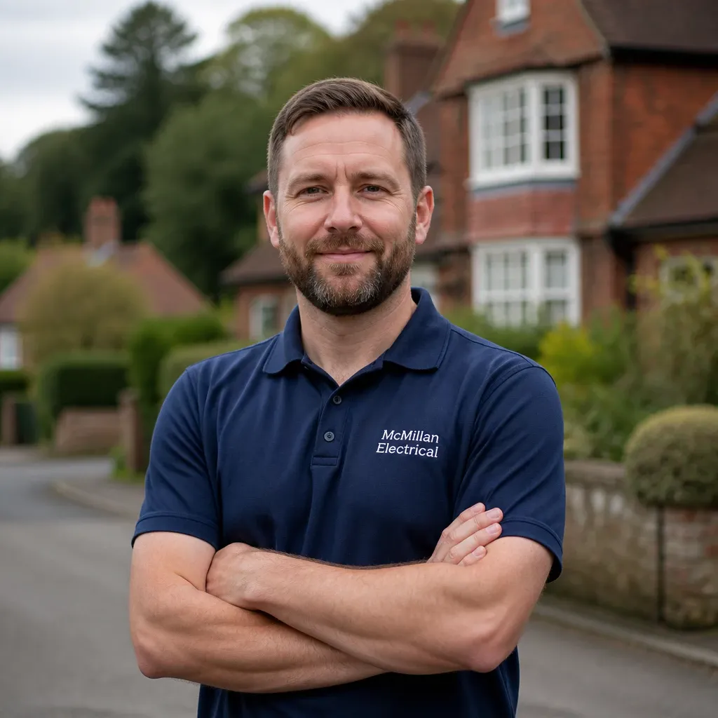 NICEIC-approved McMillan Electrical electrician standing outside a period home in Crowborough, East Sussex, where the team carry out consumer unit upgrades