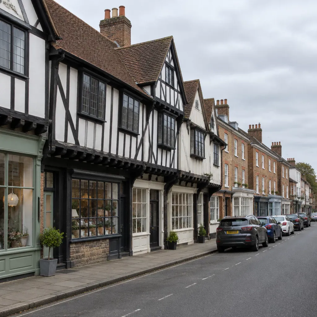 Timber-framed buildings on Edenbridge High Street, Kent, where McMillan Electrical carry out consumer unit upgrades