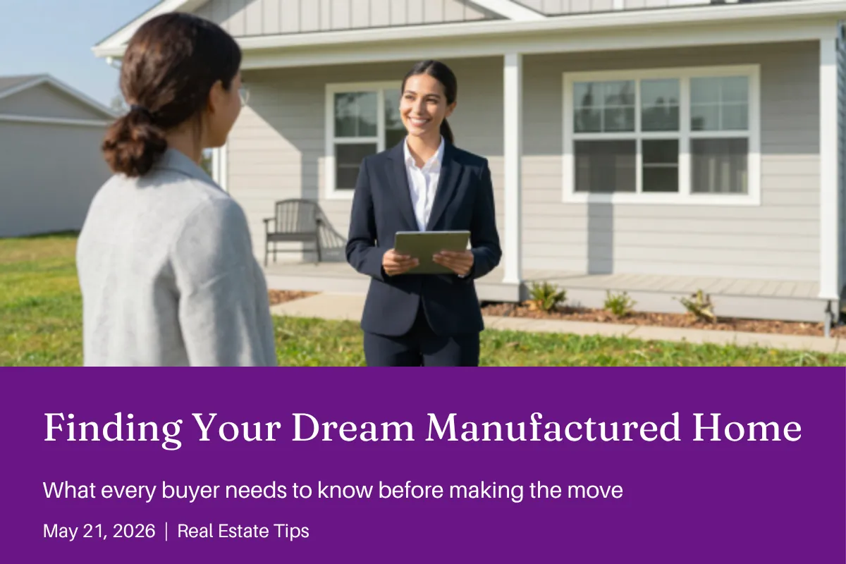 Real estate agent showing a manufactured home