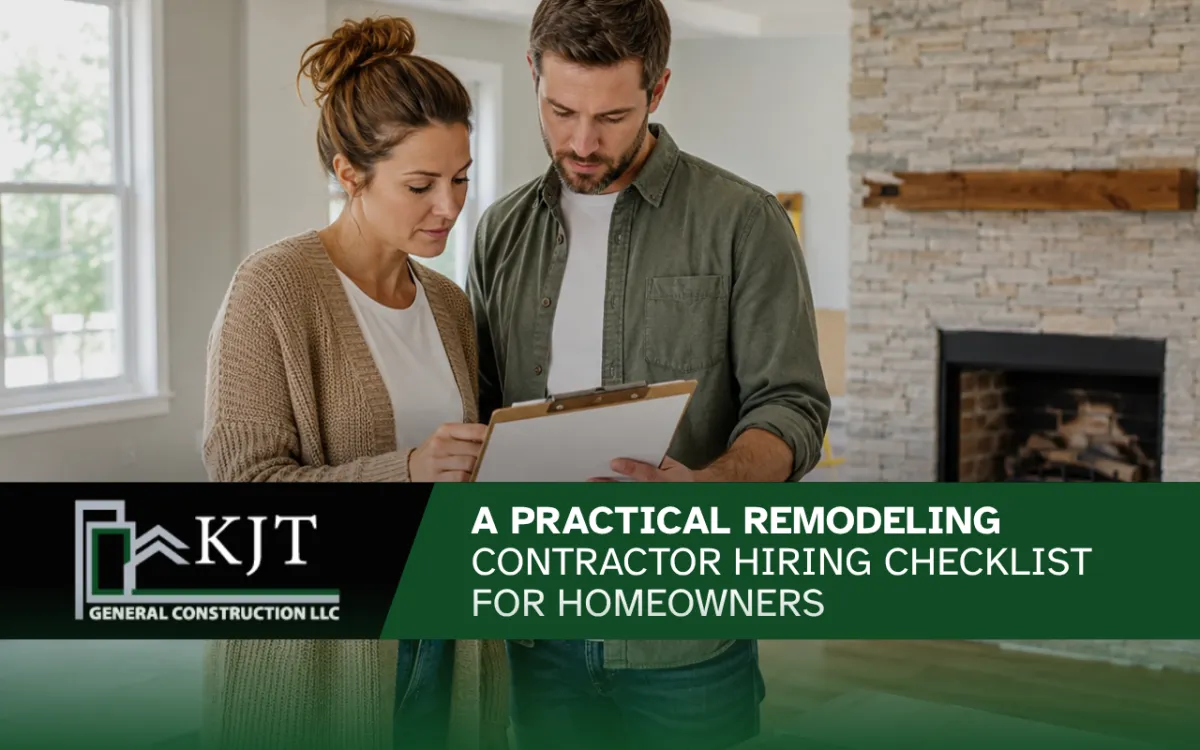 Homeowners reviewing a remodeling contractor hiring checklist
