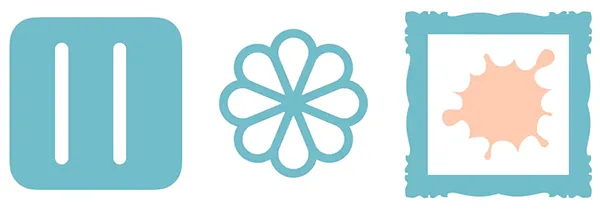 Pause button, flower, and painting icons