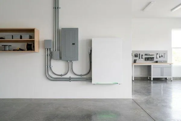 Clean modern home battery storage system installed on the wall inside a Glasgow property.