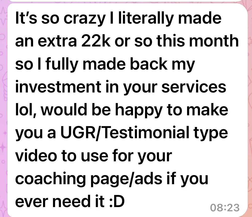 Client testimonial: client on working with Trish Ware Coaching