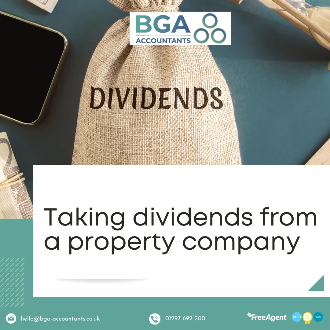 Money bag labeled “Dividends” illustrating dividend payments taken from a property company