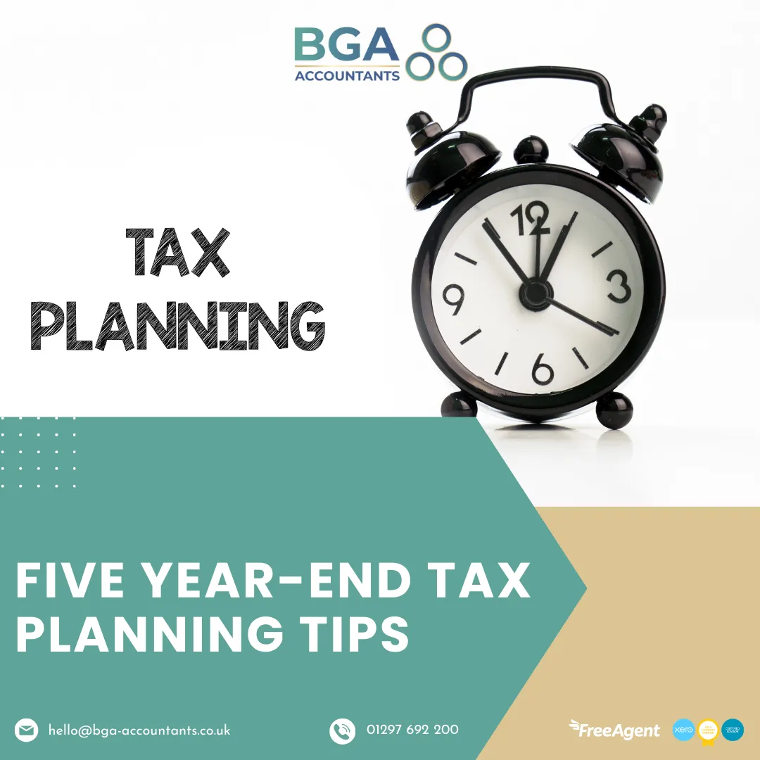 BGA Accountants cover image: Five year-end tax planning tips for the 2025/26 UK tax year.