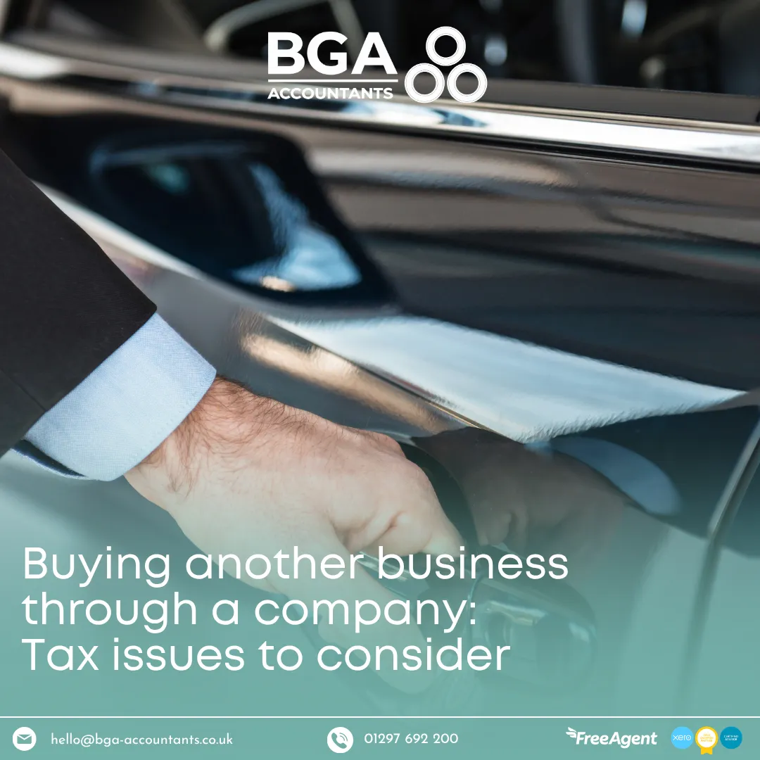 Person opening a car door representing business acquisition and tax issues when buying another company through a company in the UK.