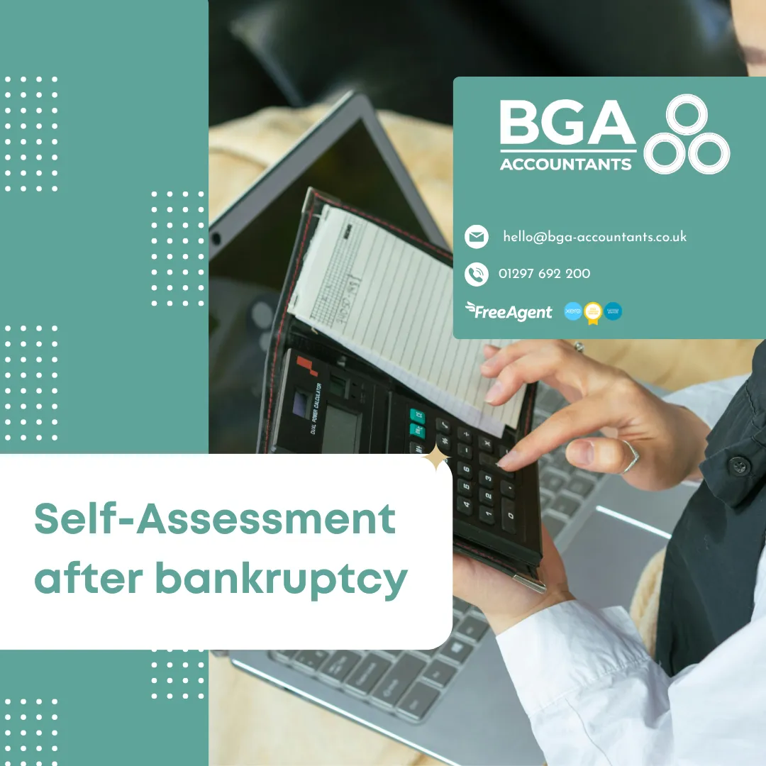 Person using a calculator and financial records, illustrating Self Assessment requirements and obtaining a new Unique Taxpayer Reference after bankruptcy.