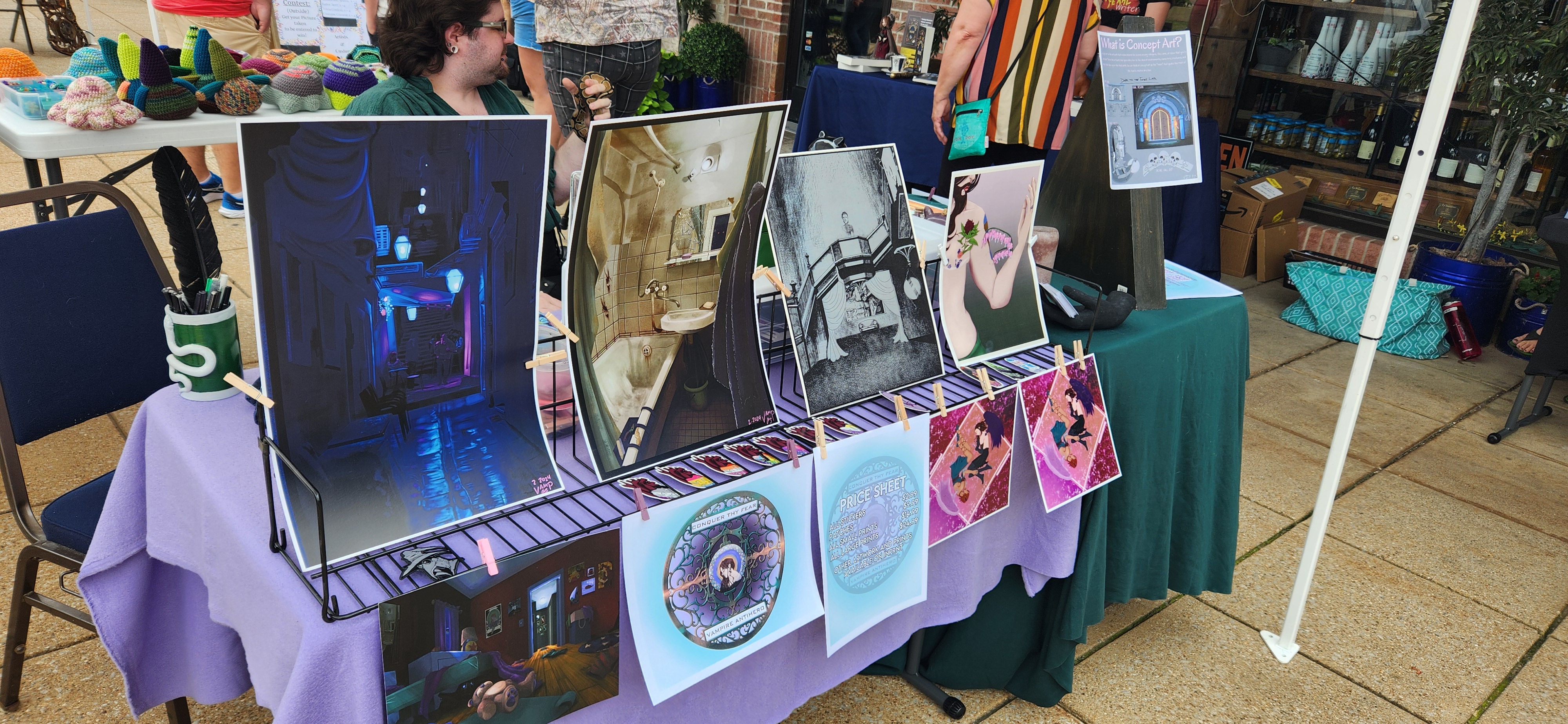 A picture of an art table at a farmer's market