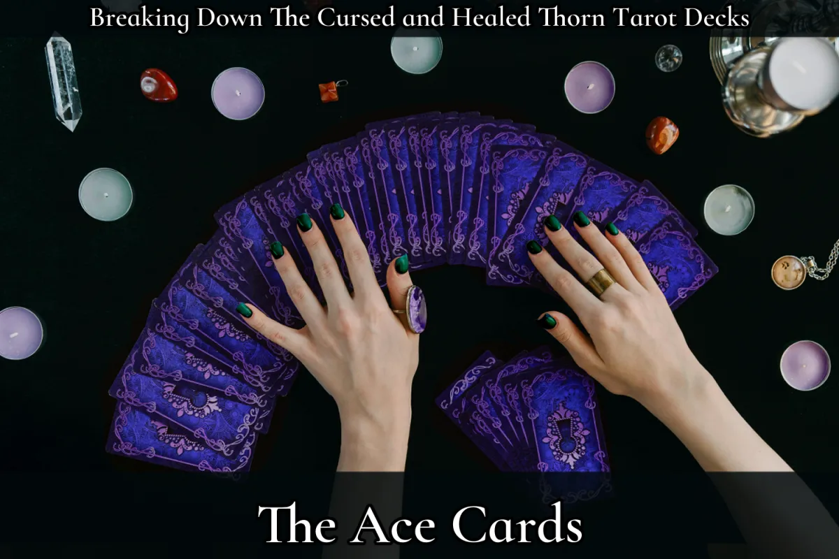 someone touches a fanned out deck of cards on a table