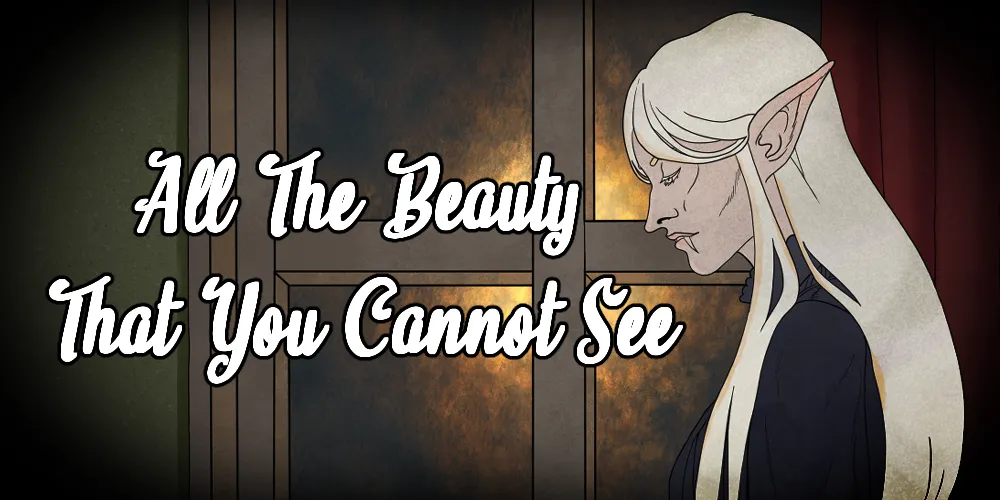 a title card showing a woman looking out of a window