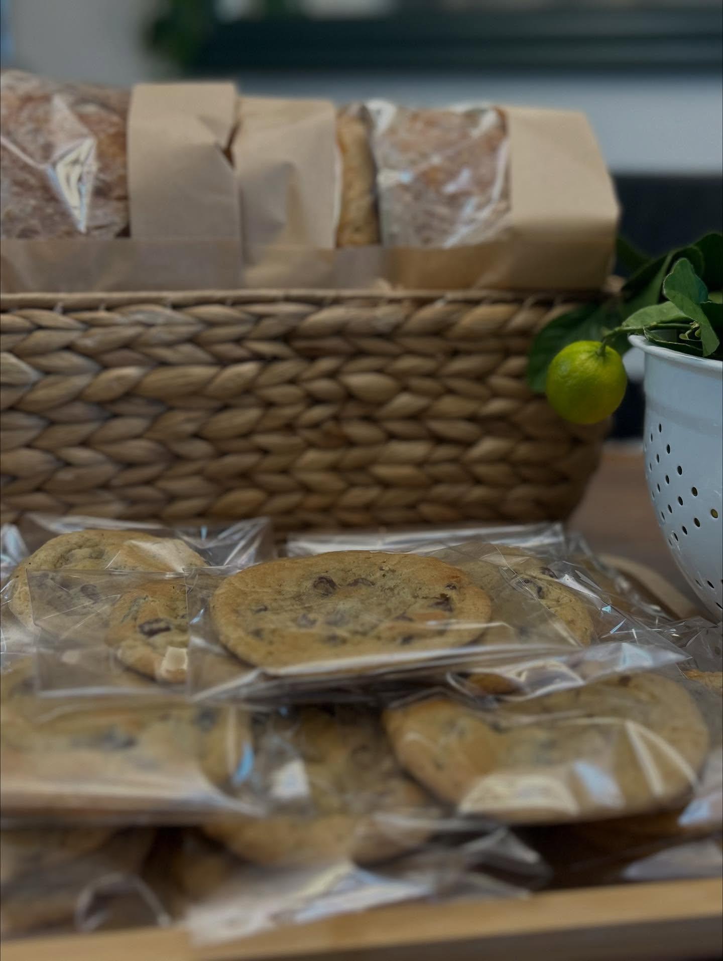 Freshly baked bread is ready to be enjoyed.