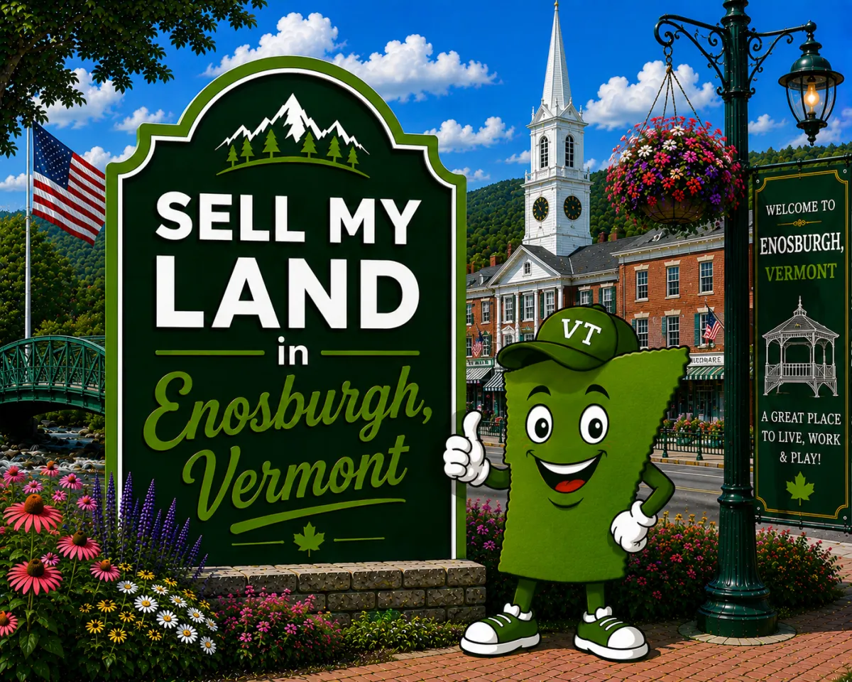 Sell My Land in Enosburgh, Vermont with a trusted local land buyer, illustration of Vermont land selling services