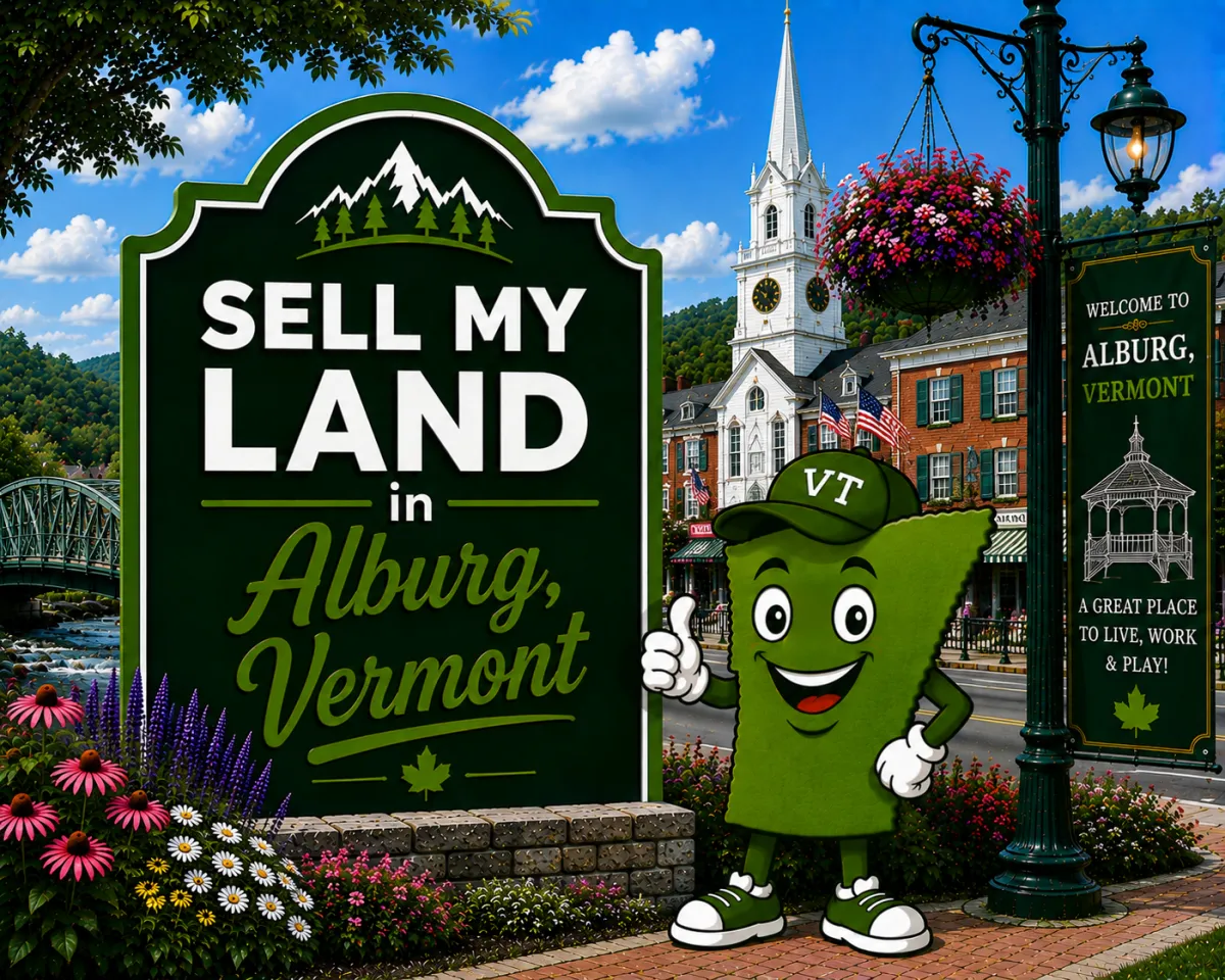 Sell My Land in Alburg, Vermont with a trusted local land buyer, illustration of Vermont land selling services