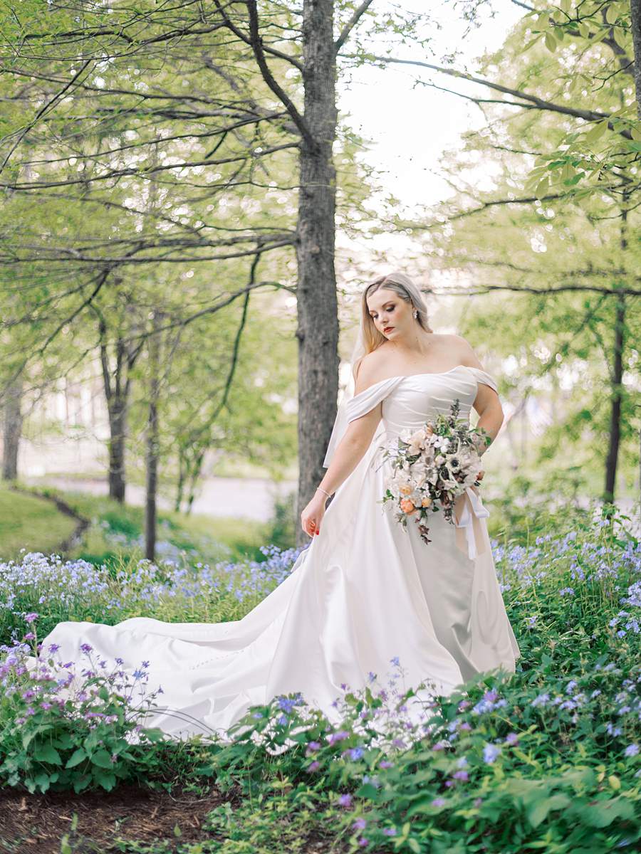 Bridal portrait in an east tn spring flower field.
