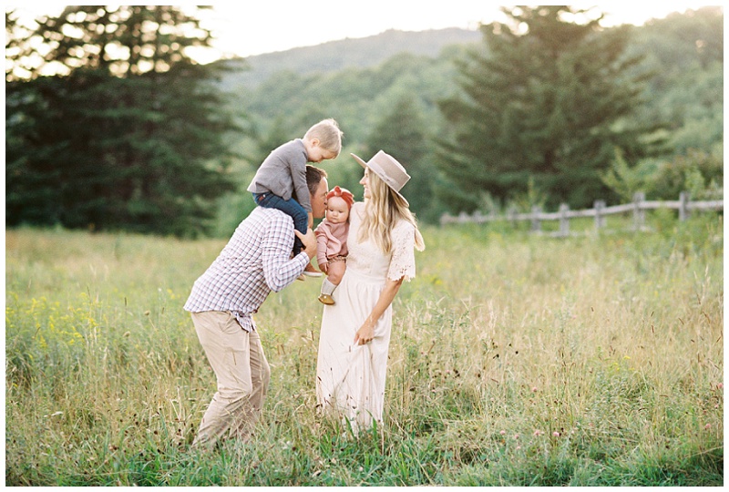 Family laughing during outdoor session in Abingdon Virginia mountains