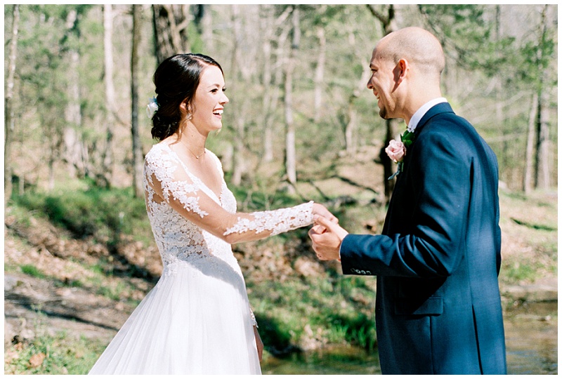 emotional first look wedding photos Charlotte North Carolina