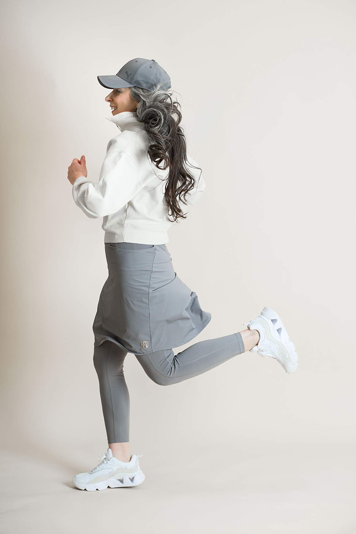 Woman wearing a modest athletic skirt.