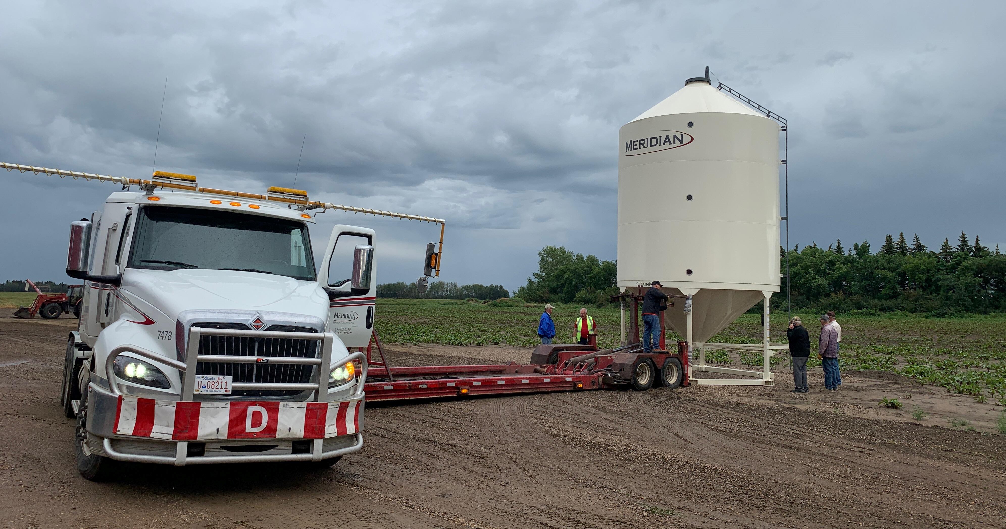 Newly donated AuroraSteel grain bin at Silver Meadow Collective farmyard