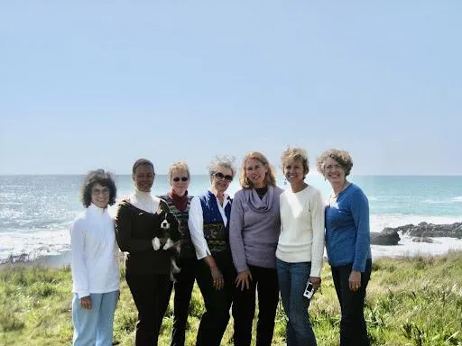 Christine Smith together with her friends on the seaside