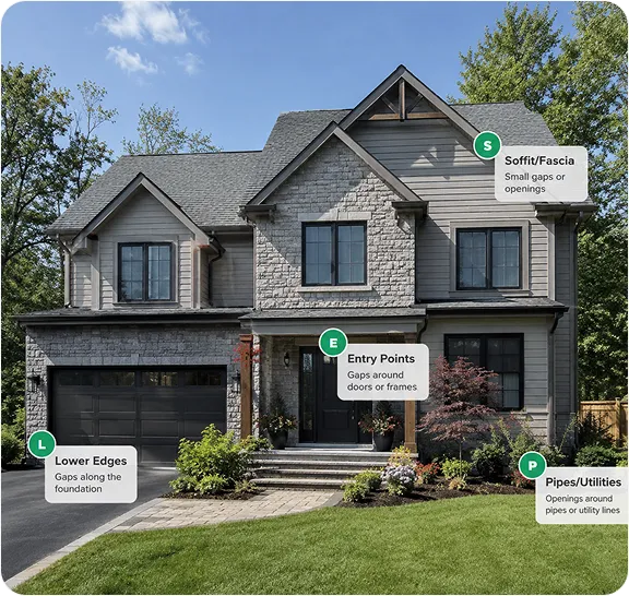 House exterior showing pest entry points