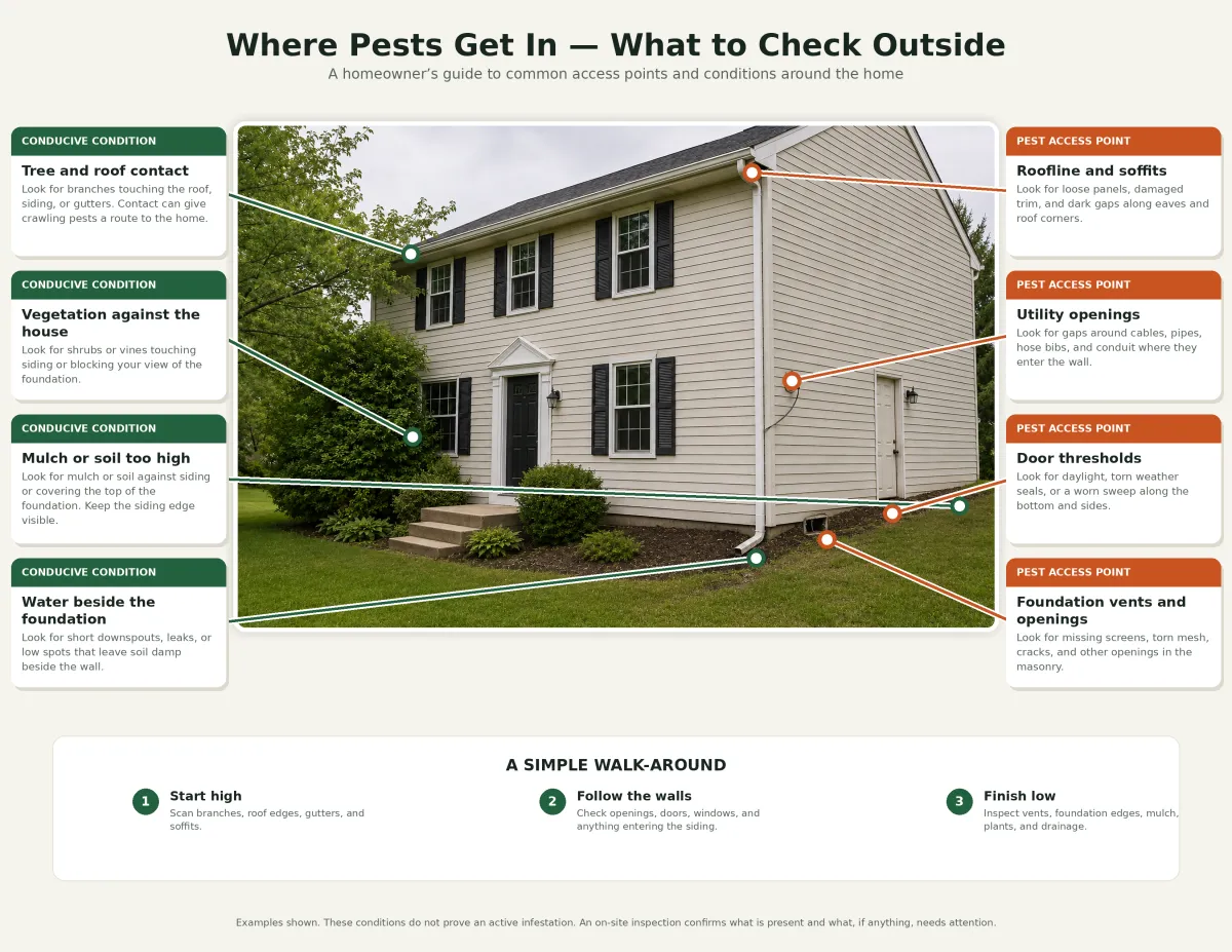 House exterior showing pest entry points