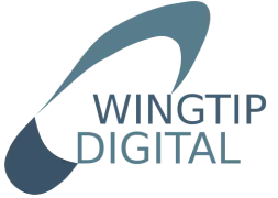 Wingtip Digital Media logo, a partial silhouette of the sole of a wingtip shoe, with the words "Wingtip Digital" protruding from it. Online marketing services including SEO, CRO, Website creation, automation and much more