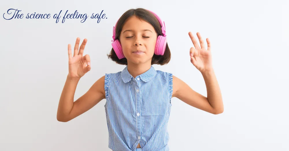 Girl listening to Safe and Sound Protocol with headphones