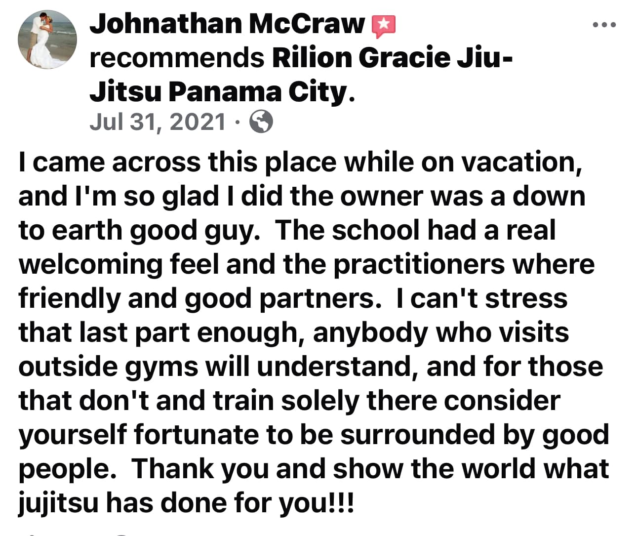 Google review from a Rilion Gracie BJJ student